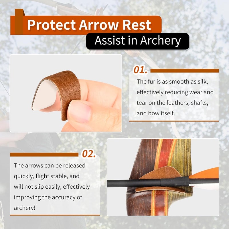 SP.G Arrow Rest for Recurve Bow - 4 Pairs Fur Recurve Arrow Rest Adhesive Bow Shelf Rest Stick on Traditional Recurve Bow for Hunting Shooting Archery Practice - Image 5